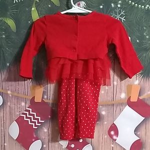 Carter's red and silver sweater and tutu leggings